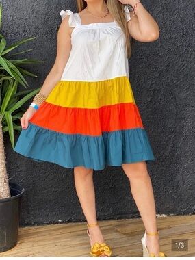 New w tags on THML Women's Colorblock Skirt - White, Yellow, Orange